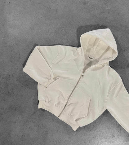 CREAM ZIP HOODIE
